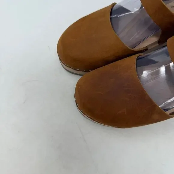 Lotta’s from Stockholm Clogs Size 37 Brown Leather Wood Heel Mary Jane Shoes - Picture 2 of 16
